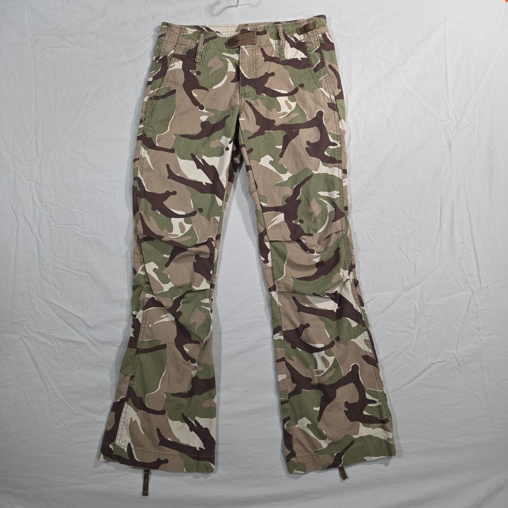 G-Star Raw Camou Zip Pant 26 Green Camo Cotton Utility Streetwear Y2K Cargo